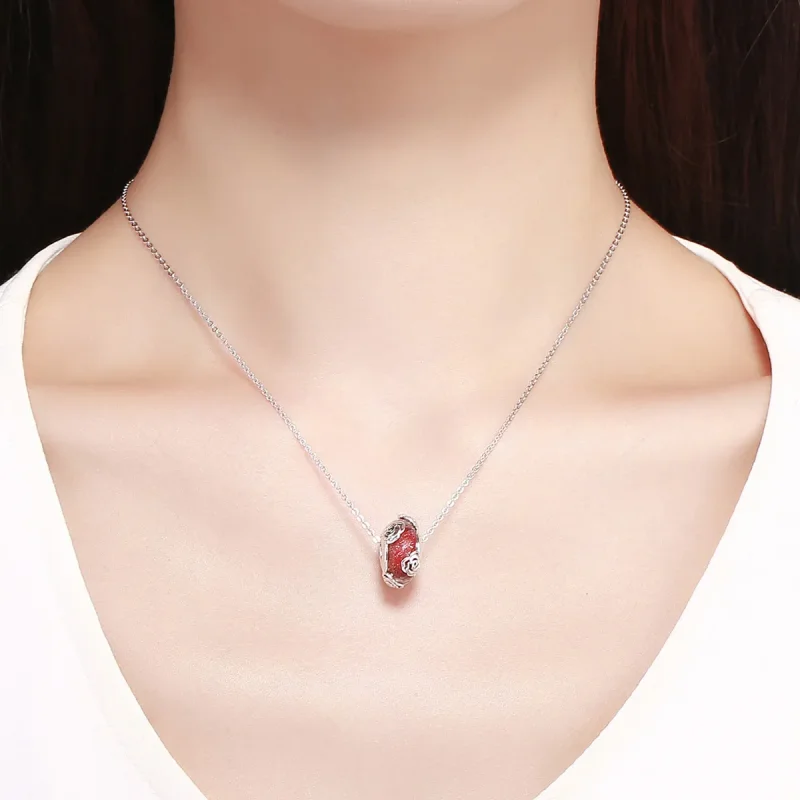 (bilde for) Pandora Style Sølv Duftende Rose Glass Murano Charm - SCC1030 - Vis 5