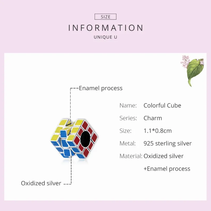 (bilde for) Pandora Style Sølv Fargerik Cube Charm - SCC1640 - Vis 7
