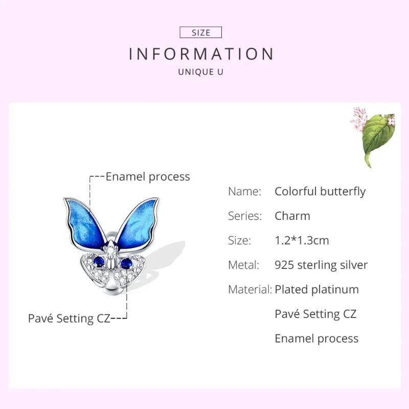 (bilde for) Pandora Style Sølv Fargerik Sommerfugl Charm - BSC405 - Vis 7