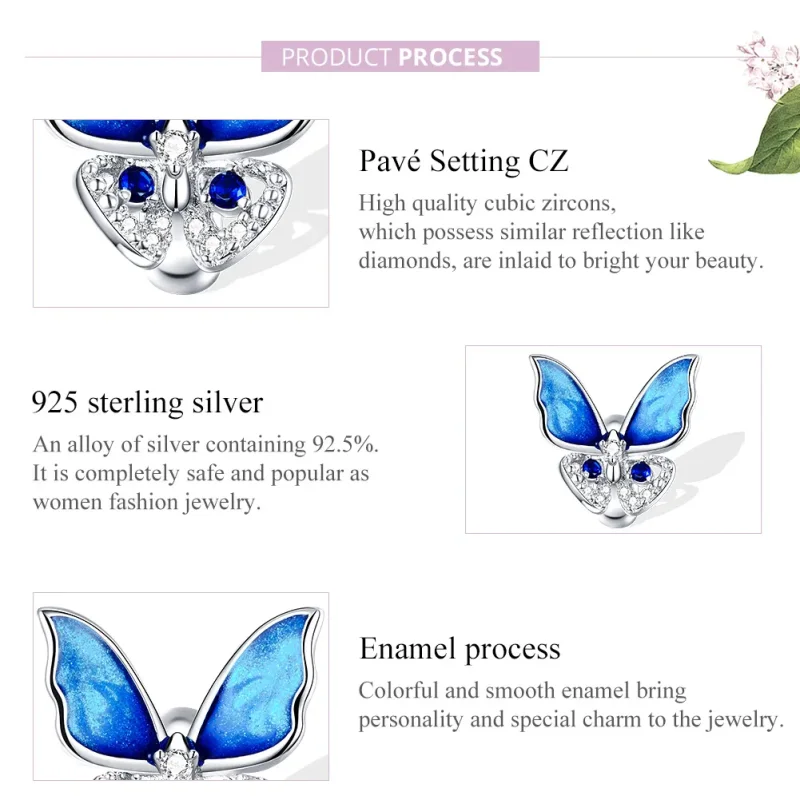 (bilde for) Pandora Style Sølv Fargerik Sommerfugl Charm - BSC405 - Vis 8