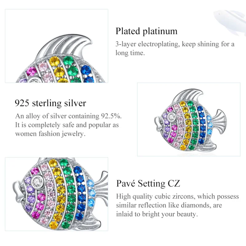 (bilde for) Pandora Style Sølv Fargerike Fisk Charm - SCC1803 - Vis 7