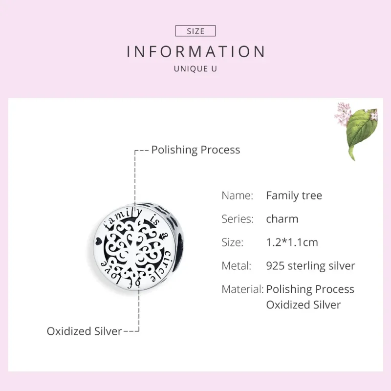(bilde for) Pandora Style Sølv Glitrende Family Tree Charm - SCC1324 - Vis 7