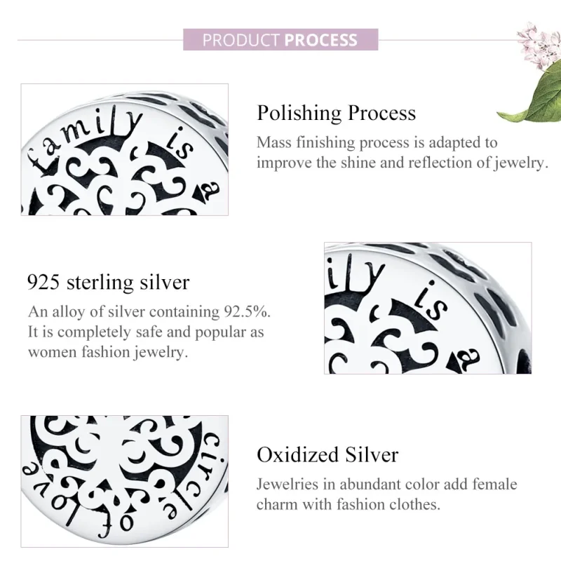 (bilde for) Pandora Style Sølv Glitrende Family Tree Charm - SCC1324 - Vis 8