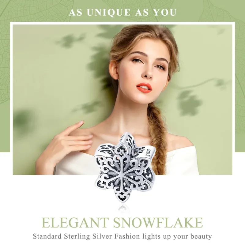 (bilde for) Pandora Style Sølv Glitrende Snowflake Charm - SCC719 - Vis 6