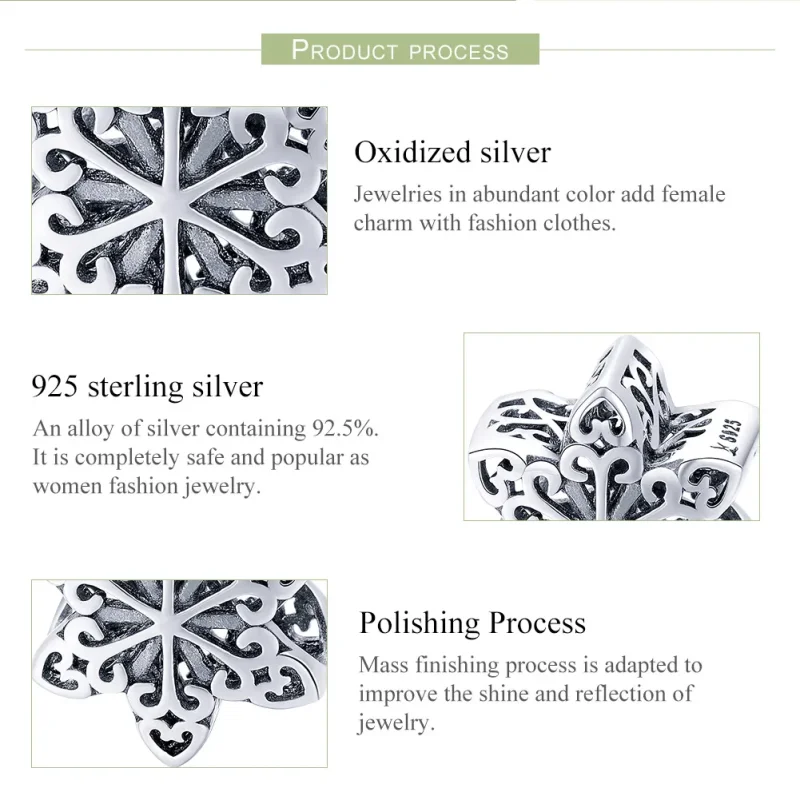 (bilde for) Pandora Style Sølv Glitrende Snowflake Charm - SCC719 - Vis 7
