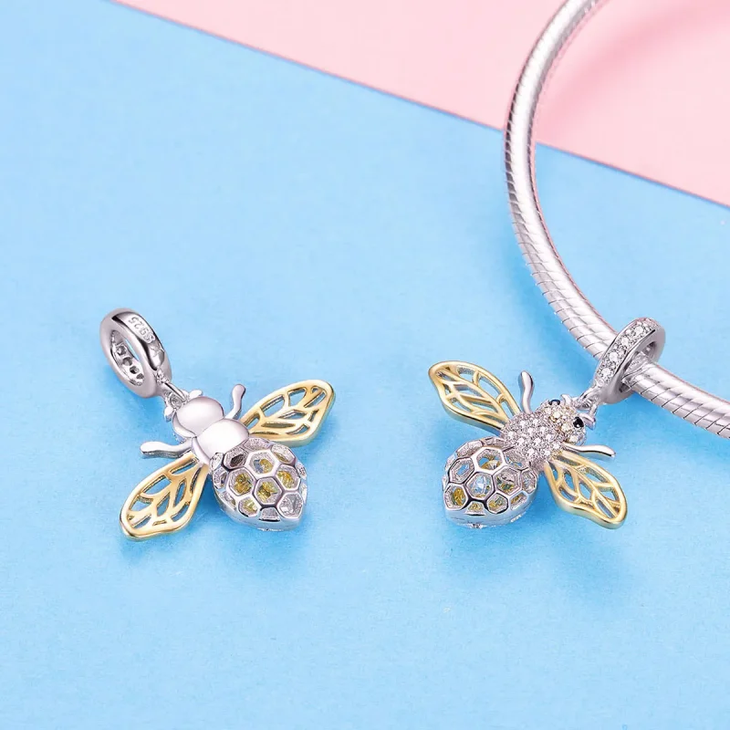 (bilde for) Pandora Style Sølv & Gullbelagt Bee Dangle - SCC1125 - Vis 6