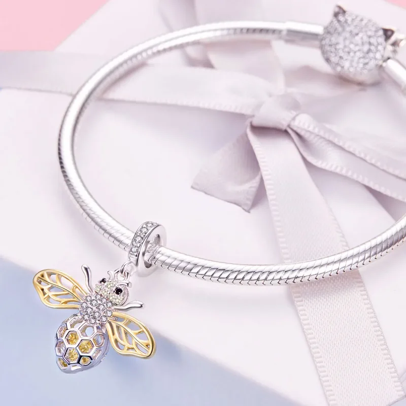 (bilde for) Pandora Style Sølv & Gullbelagt Bee Dangle - SCC1125 - Vis 7