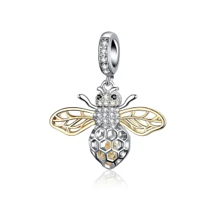 (bilde for) Pandora Style Sølv & Gullbelagt Bee Dangle - SCC1125