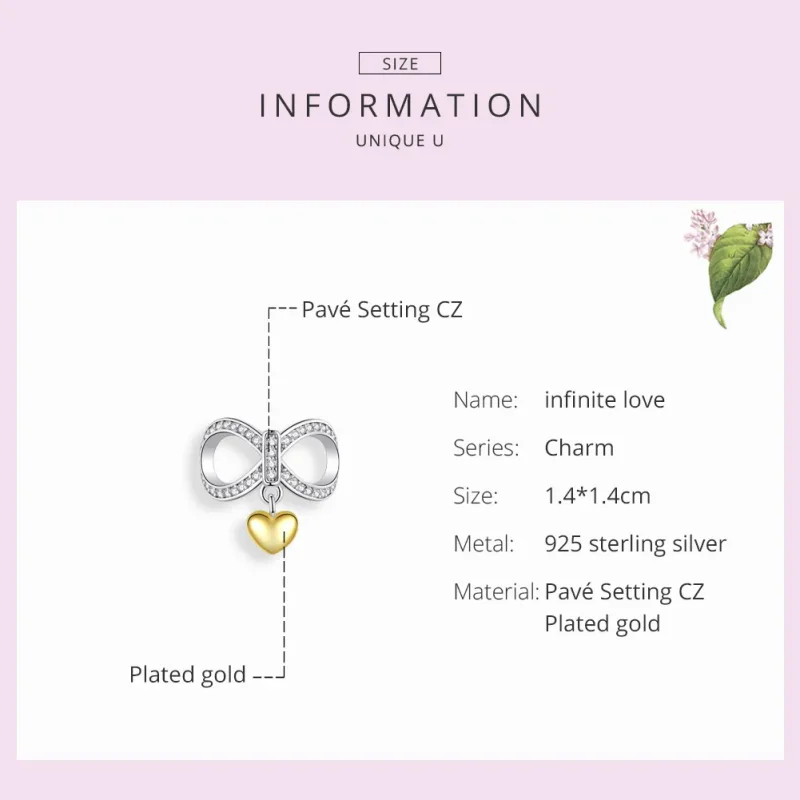 (bilde for) Pandora Style Sølv & Gullbelagt Infinite Love Charm - SCC1300 - Vis 3