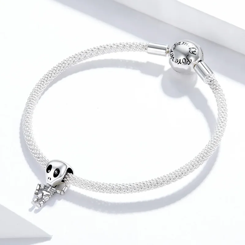 (bilde for) Pandora Style Sølv Halloween Skull Man Charm - SCC1617 - Vis 3