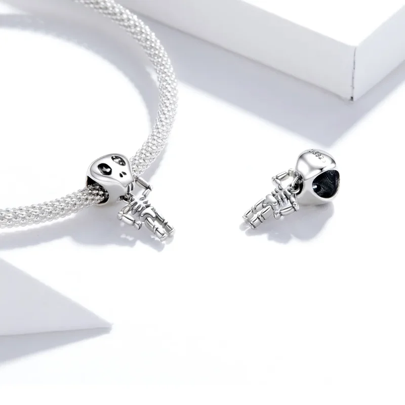 (bilde for) Pandora Style Sølv Halloween Skull Man Charm - SCC1617 - Vis 4