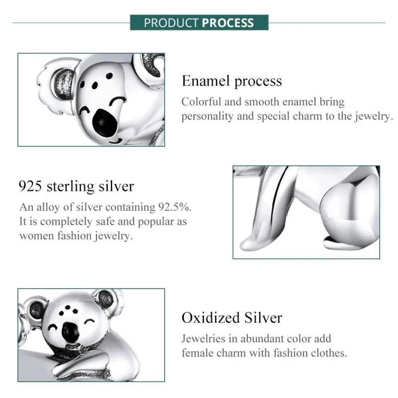 (bilde for) Pandora Style Sølv Koala Med Barn Charm - BSC260 - Vis 7