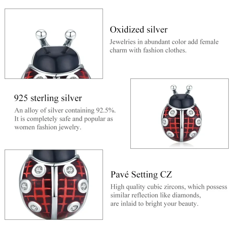 (bilde for) Pandora Style Sølv Ladybug Charm - SCC1481 - Vis 7