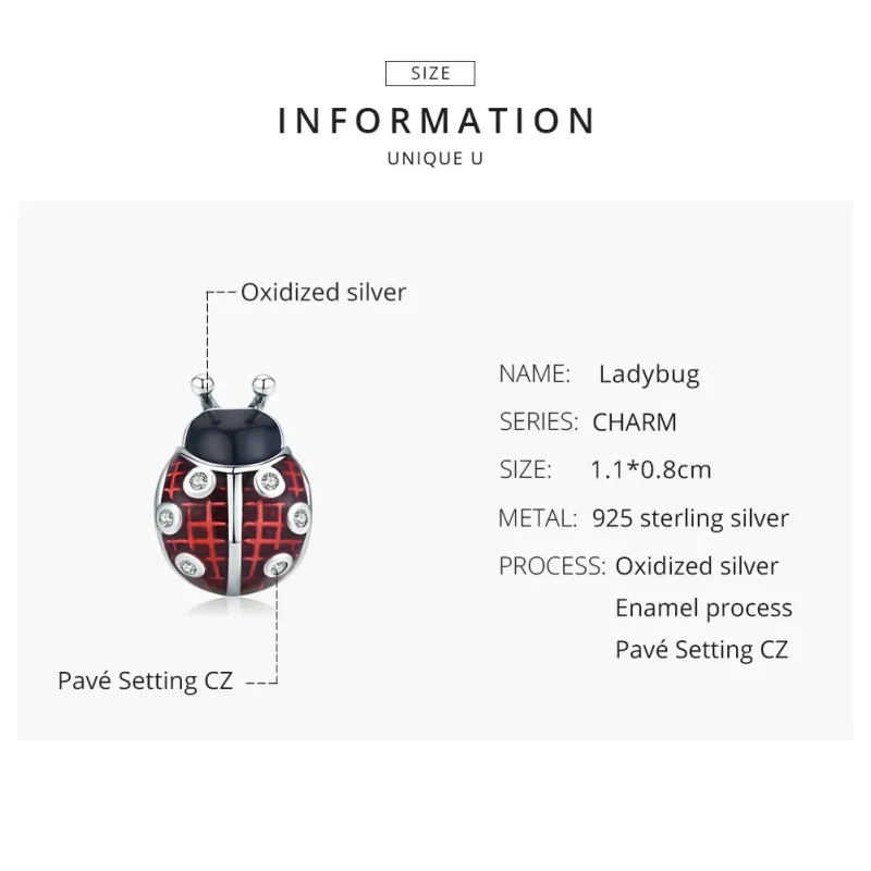 (bilde for) Pandora Style Sølv Ladybug Charm - SCC1481 - Vis 8