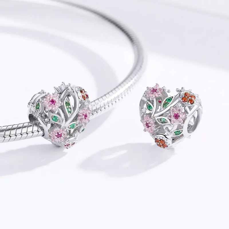 (bilde for) Pandora Style Sølv Ladybug & Flowers Charm - BSC117 - Vis 3
