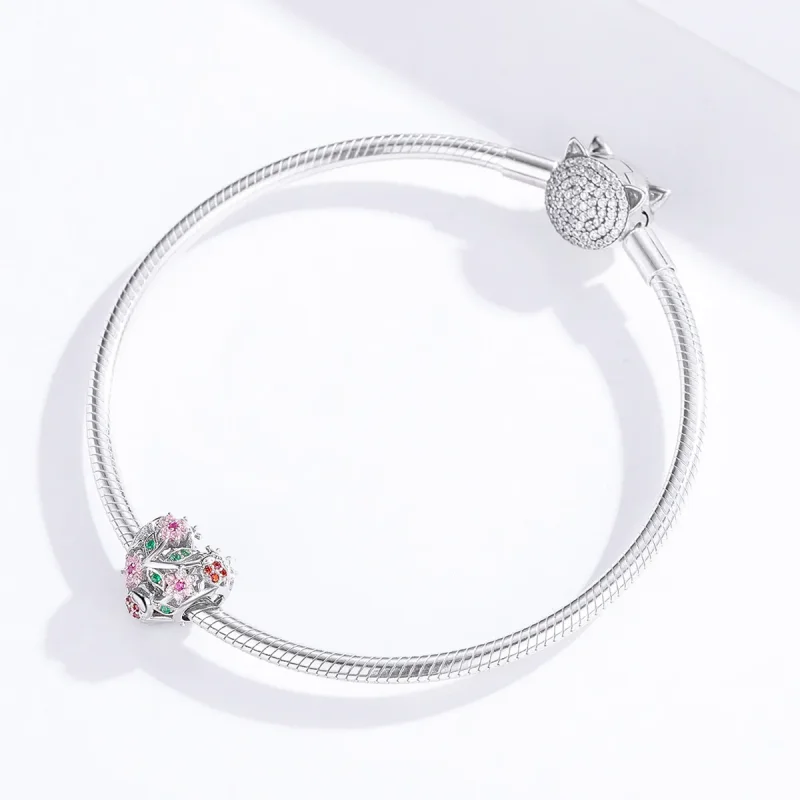 (bilde for) Pandora Style Sølv Ladybug & Flowers Charm - BSC117 - Vis 4