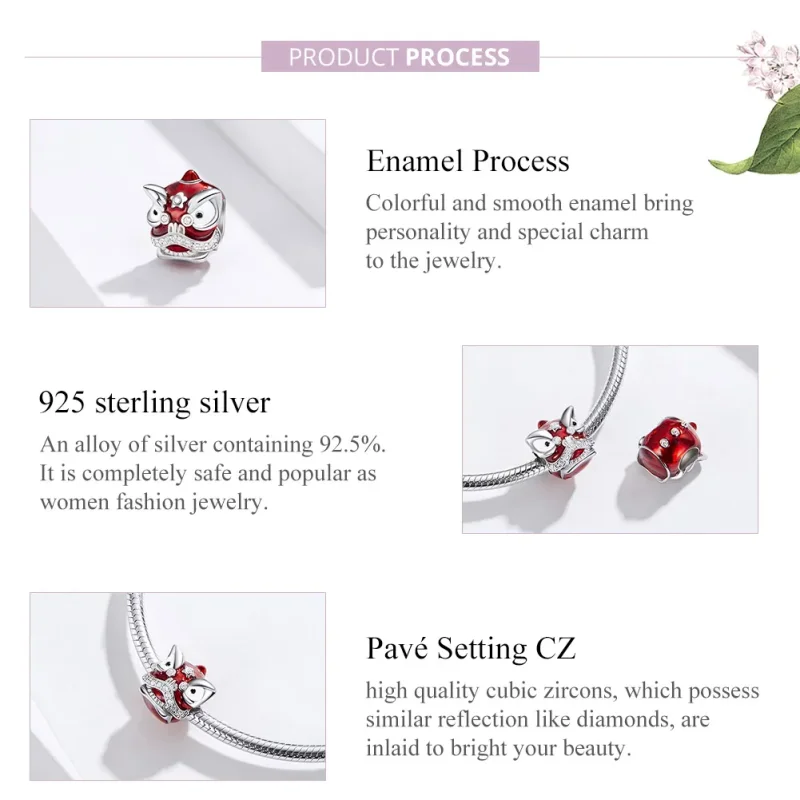 (bilde for) Pandora Style Sølv Lion Dance Charm - BSC086 - Vis 7