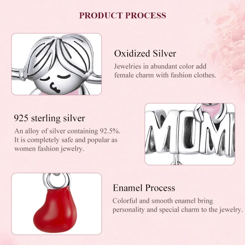 (bilde for) Pandora Style Sølv Love Mom Charm - SCC1461 - Vis 7