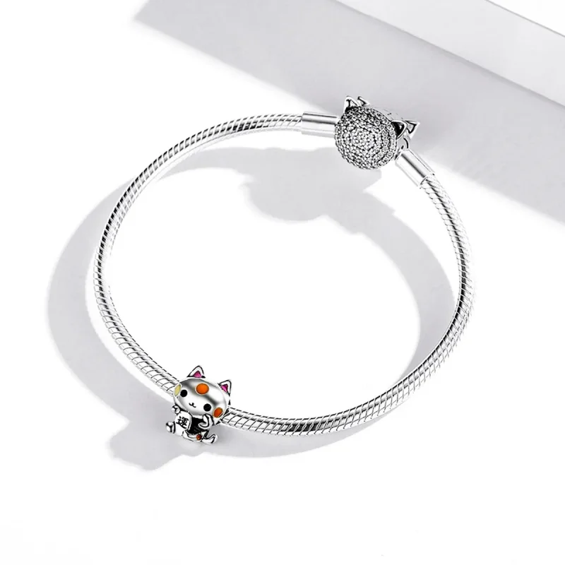 (bilde for) Pandora Style Sølv lovende Pengegripende Cat Charm - SCC1855 - Vis 3