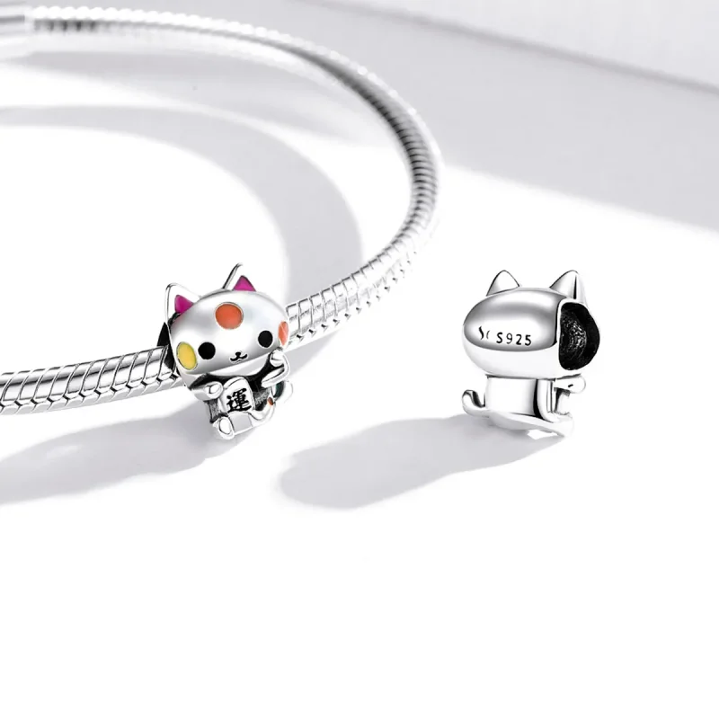 (bilde for) Pandora Style Sølv lovende Pengegripende Cat Charm - SCC1855 - Vis 4