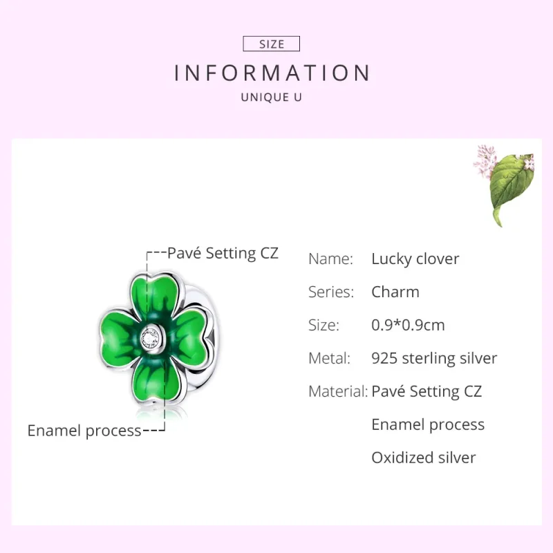 (bilde for) Pandora Style Sølv Lucky Clover Charm - SCC1749 - Vis 7