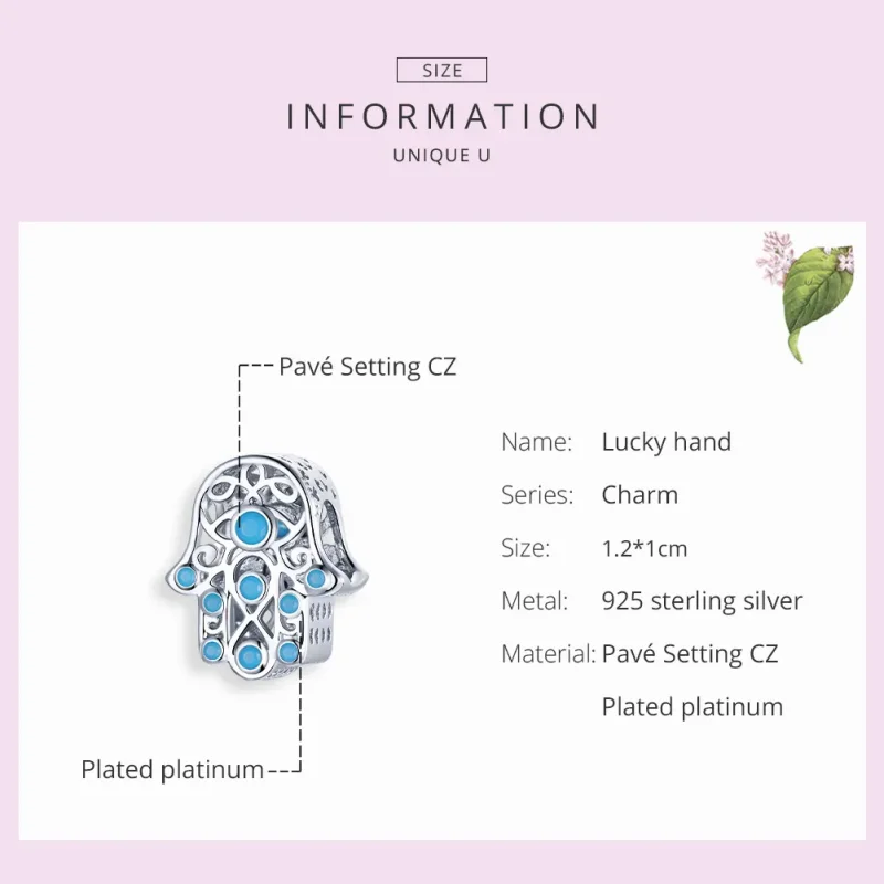 (bilde for) Pandora Style Sølv Lucky Hand Charm - SCC1757 - Vis 7