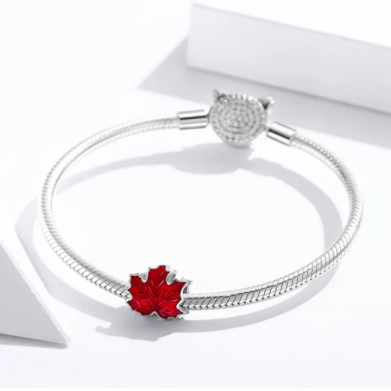 (bilde for) Pandora Style Sølv Maple Leaf Charm - BSC335 - Vis 3