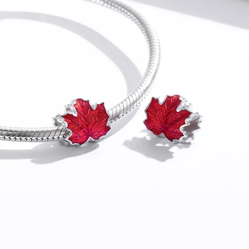 (bilde for) Pandora Style Sølv Maple Leaf Charm - BSC335 - Vis 4