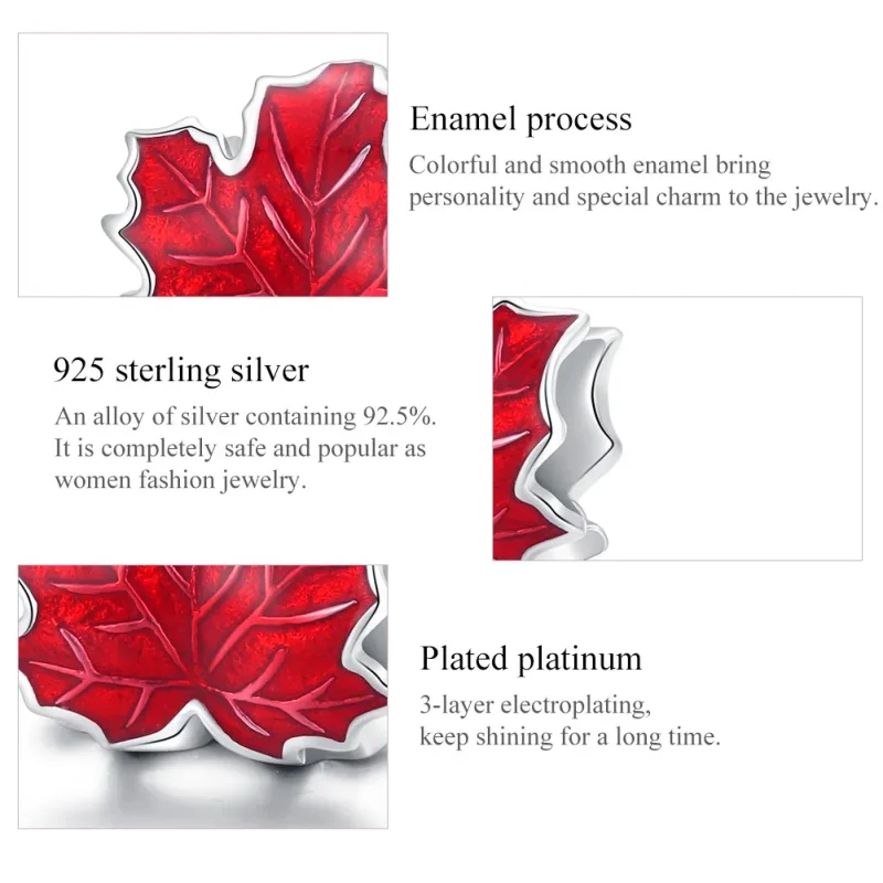 (bilde for) Pandora Style Sølv Maple Leaf Charm - BSC335 - Vis 7