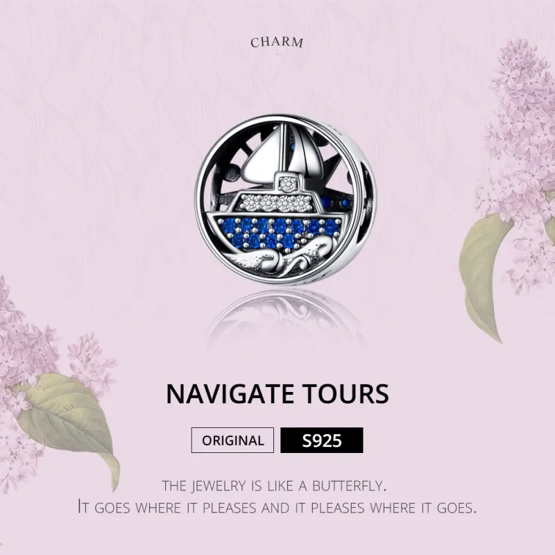 (bilde for) Pandora Style Sølv Nautical Travel Charm - SCC1197 - Vis 2