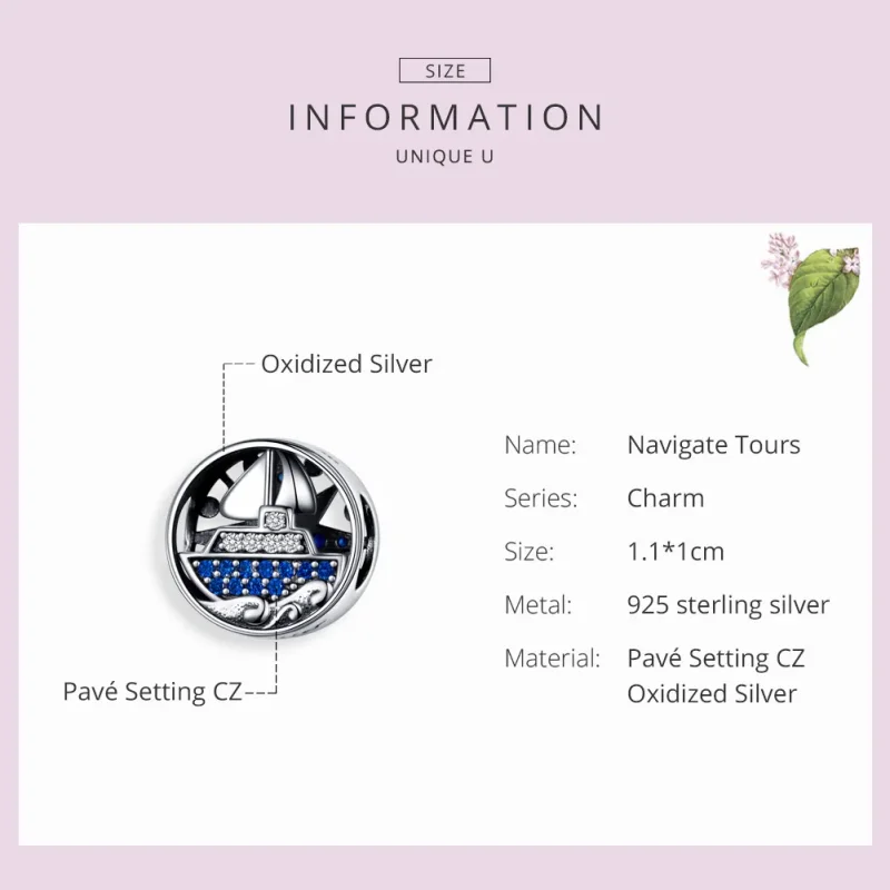 (bilde for) Pandora Style Sølv Nautical Travel Charm - SCC1197 - Vis 3
