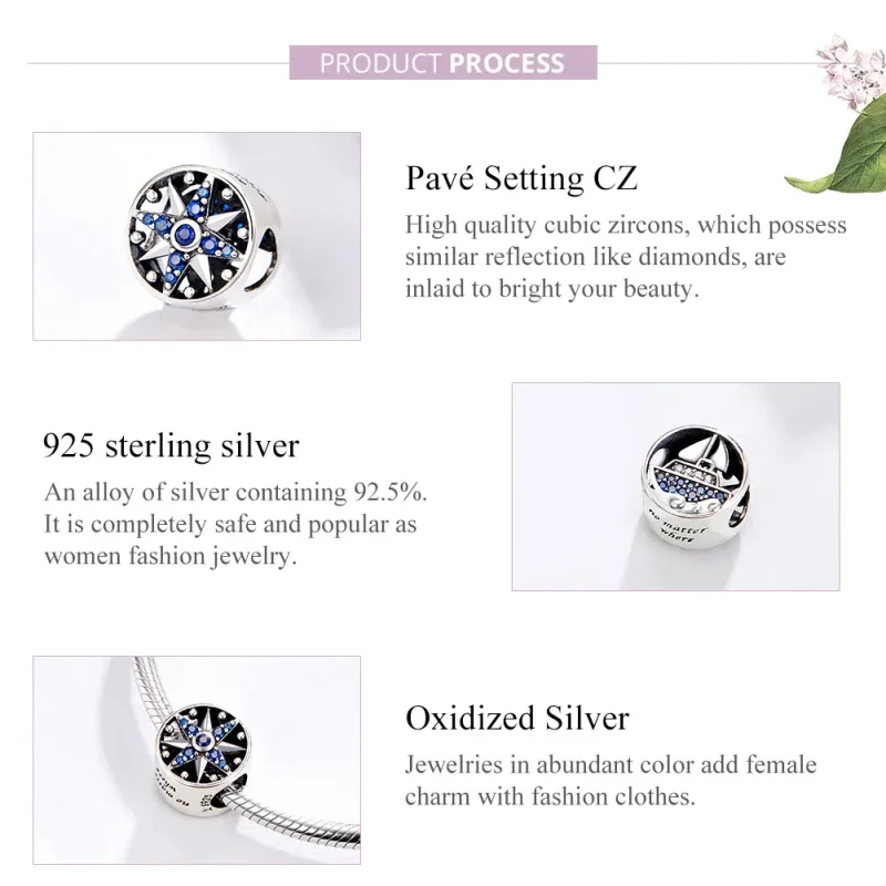(bilde for) Pandora Style Sølv Nautical Travel Charm - SCC1197 - Vis 4
