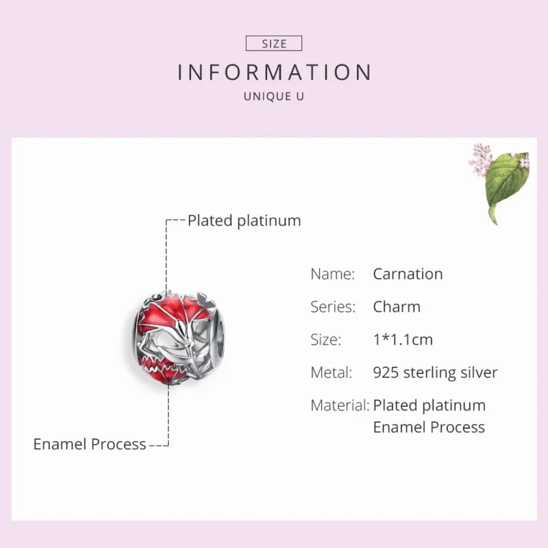 (bilde for) Pandora Style Sølv Nelliker Charm - BSC097 - Vis 7