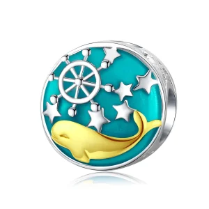 (bilde for) Pandora Style Sølv og Gullbelagt Baby Whale Charm - SCC1296