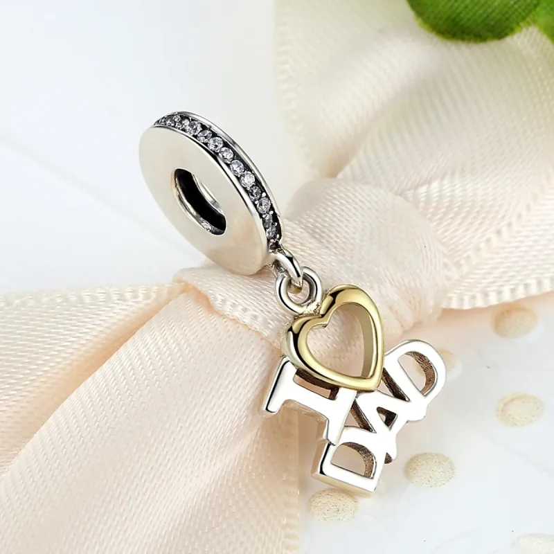 (bilde for) Pandora Style sølv og gullbelagt I Love Dad Dangle - SCC052 - Vis 4