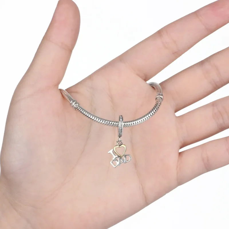 (bilde for) Pandora Style sølv og gullbelagt I Love Dad Dangle - SCC052 - Vis 6