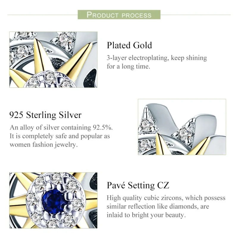 (bilde for) Pandora Style Sølv- og Gullbelagt Sun Meets Moon Charm - SCC1137 - Vis 5