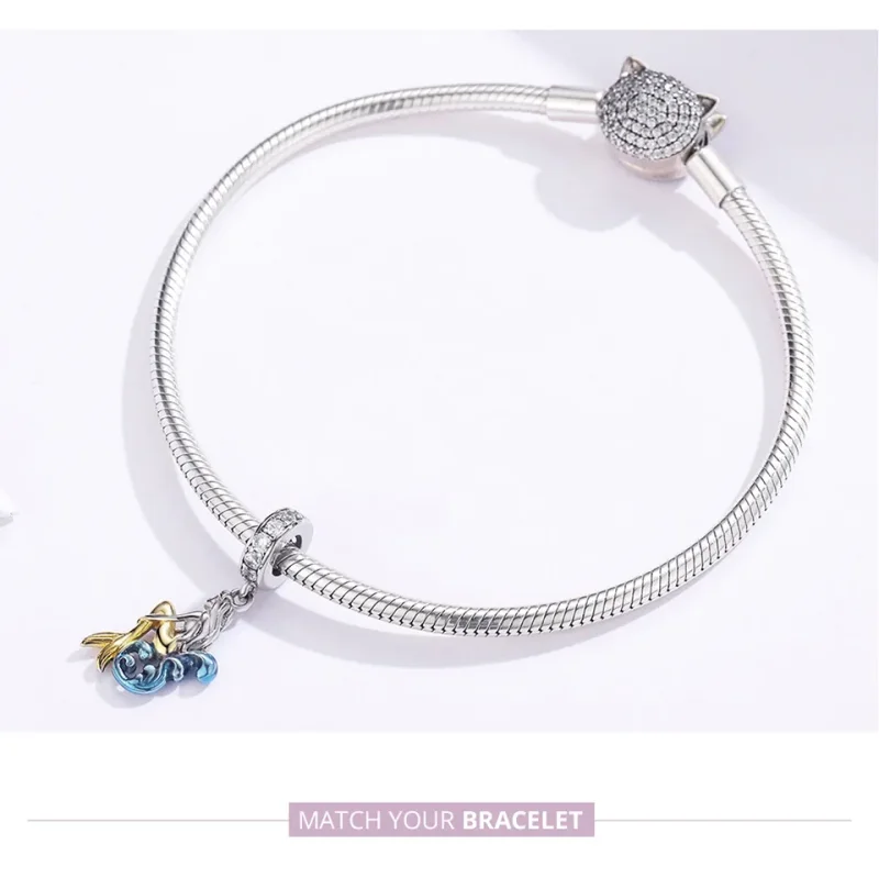 (bilde for) Pandora Style Sølv- og gullbelagt ventende havfrue dingler - SCC1166 - Vis 7