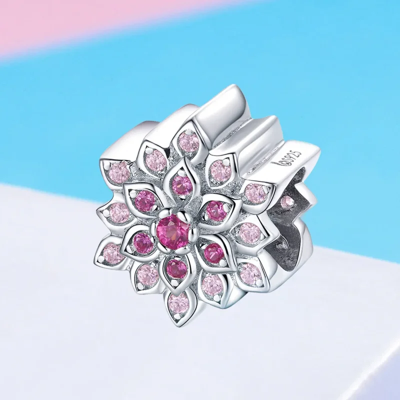 (bilde for) Pandora Style Sølv Rød Lotus Charm - BSC038 - Vis 2