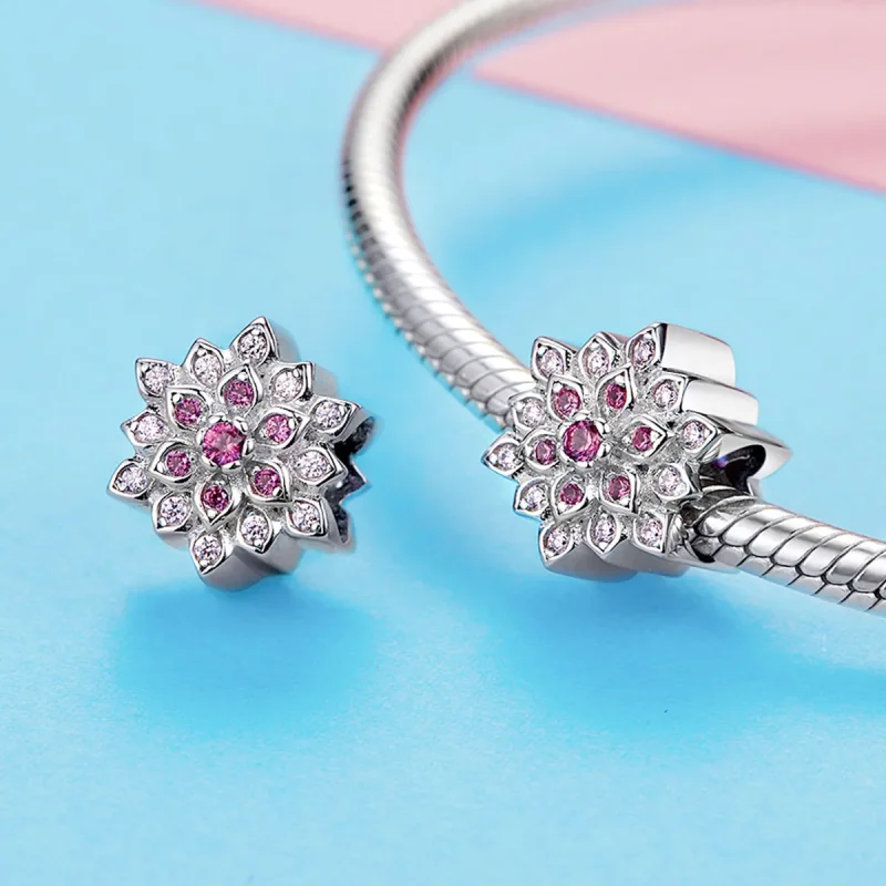 (bilde for) Pandora Style Sølv Rød Lotus Charm - BSC038 - Vis 3