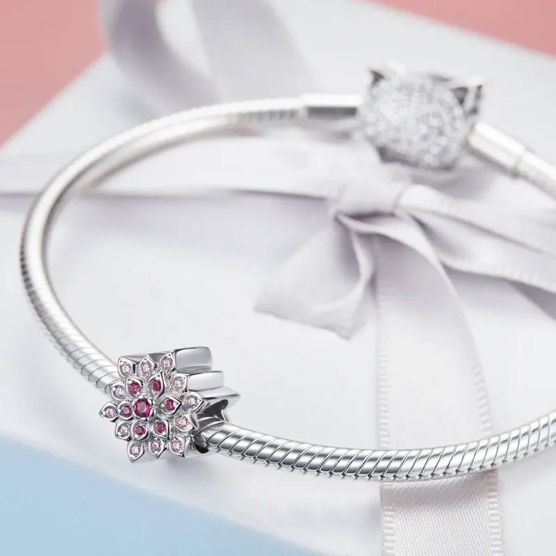 (bilde for) Pandora Style Sølv Rød Lotus Charm - BSC038 - Vis 4