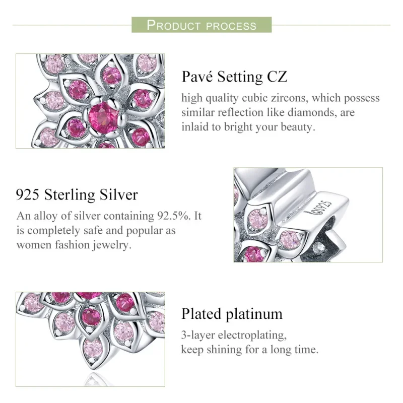 (bilde for) Pandora Style Sølv Rød Lotus Charm - BSC038 - Vis 7