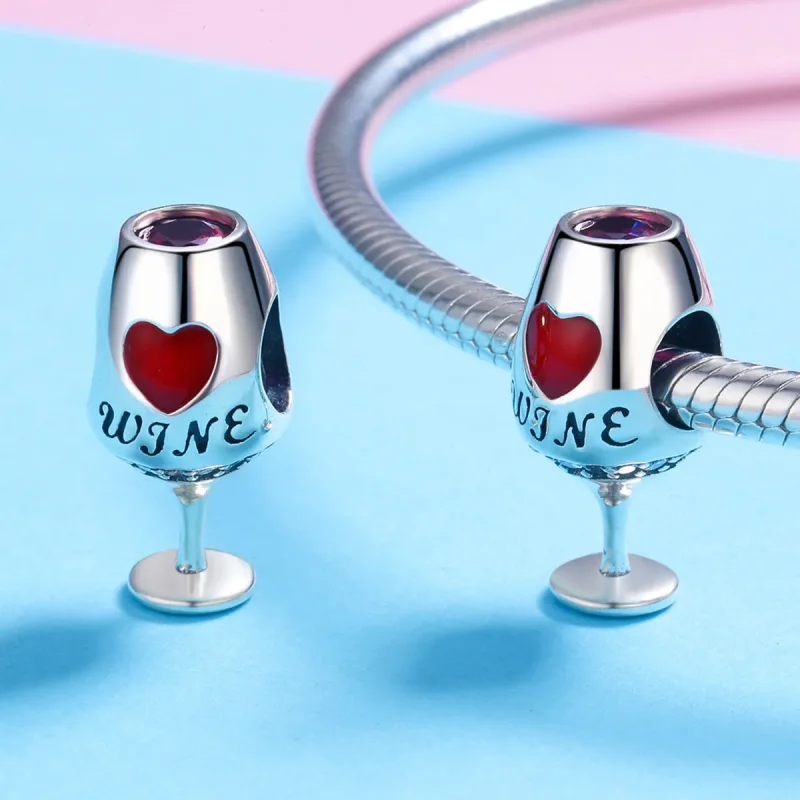 (bilde for) Pandora Style Sølv Rødvin Glass Charm - SCC788 - Vis 3