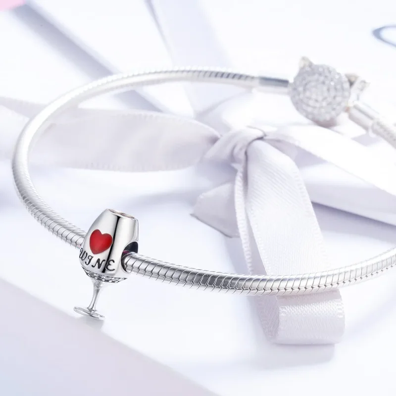 (bilde for) Pandora Style Sølv Rødvin Glass Charm - SCC788 - Vis 4