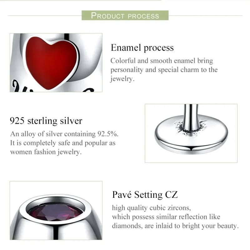 (bilde for) Pandora Style Sølv Rødvin Glass Charm - SCC788 - Vis 7