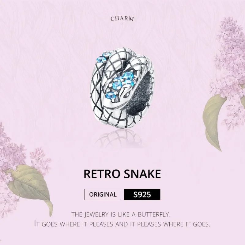 (bilde for) Pandora Style Sølv Retro Snake Charm - SCC1351 - Vis 5