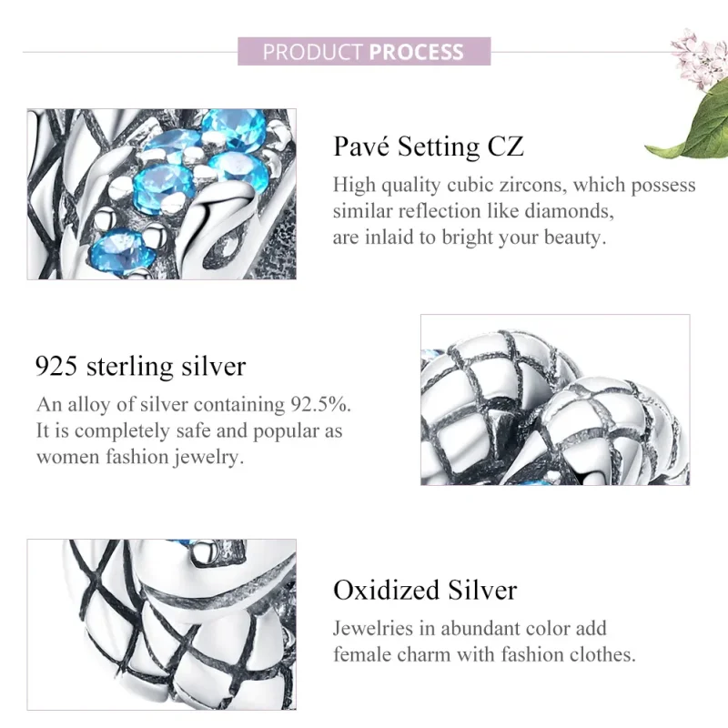 (bilde for) Pandora Style Sølv Retro Snake Charm - SCC1351 - Vis 7