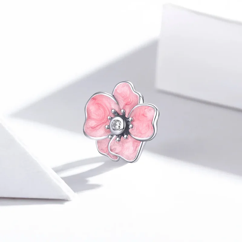 (bilde for) Pandora Style Sølv Rosa Flower Charm - SCC1729 - Vis 2