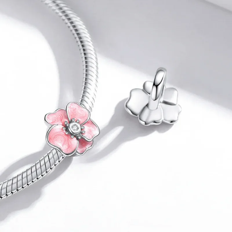 (bilde for) Pandora Style Sølv Rosa Flower Charm - SCC1729 - Vis 4