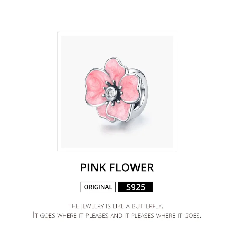 (bilde for) Pandora Style Sølv Rosa Flower Charm - SCC1729 - Vis 6